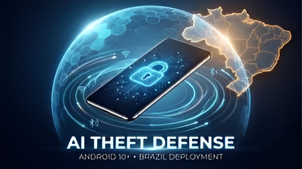 AI smartphone anti-theft in 2026 – phone detects snatching and instantly locks itself, blue shield effect