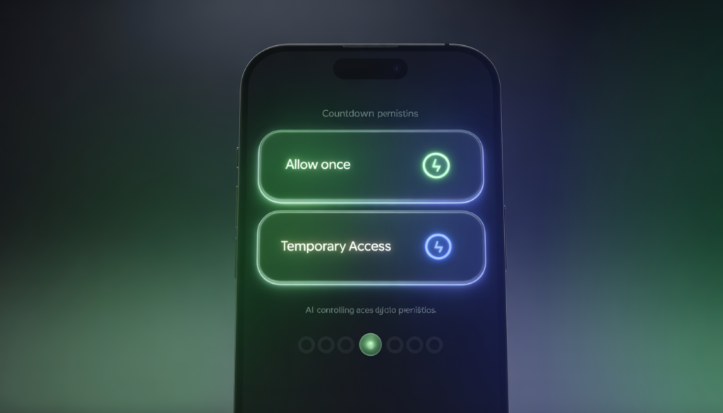 AI permission control granting temporary access to camera on smartphone