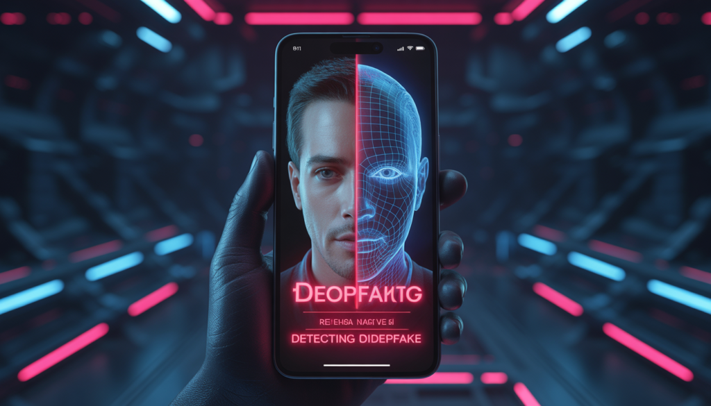 AI fake news detection smartphones 2026 – deepfake detection showing real vs fake comparison