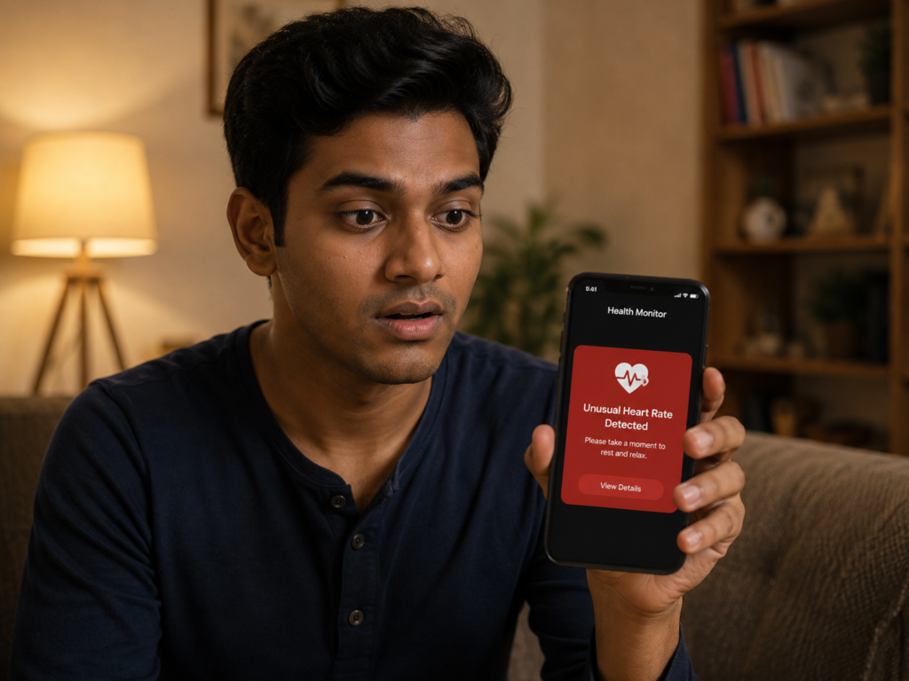 AI personal health monitoring smartphones 2026 showing heart rate variability alert