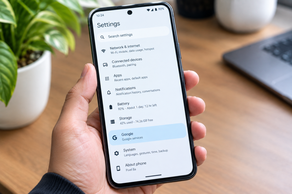 Checking Android settings for Google services updates