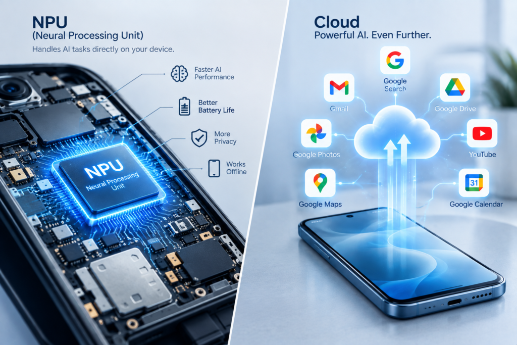NPU chip vs cloud AI on budget phone comparison